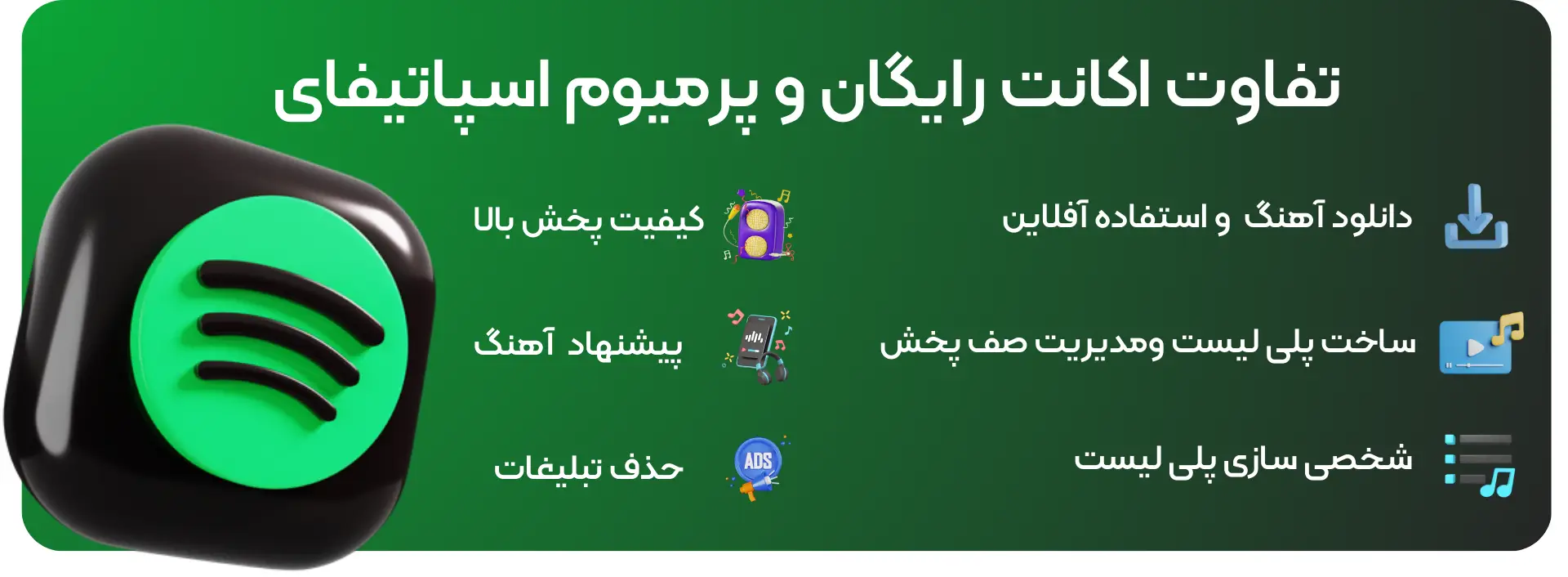 تفاوت اکانت اسپاتیفای رایگان با پرمیوم