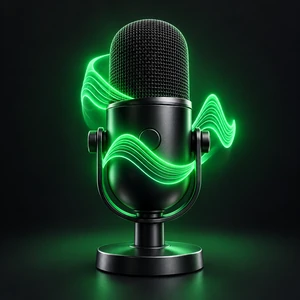 آیکون میکروفون و موج صوتی سبز برای فهرست مقاله Spotify Studio